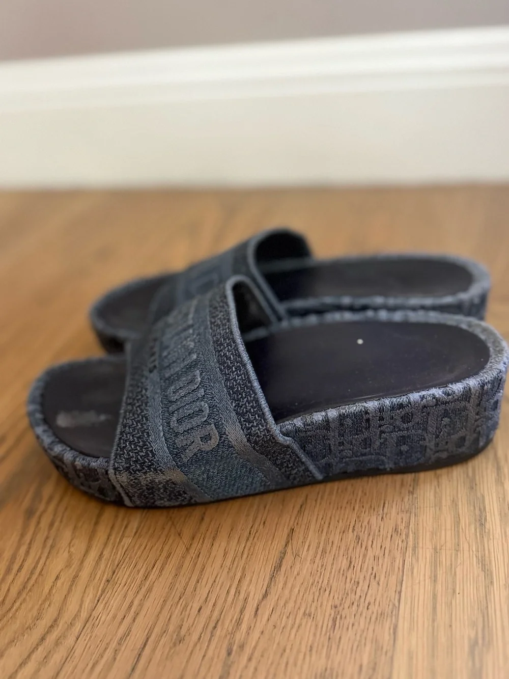 Dior Gray Branded Slide Sandals Size 8